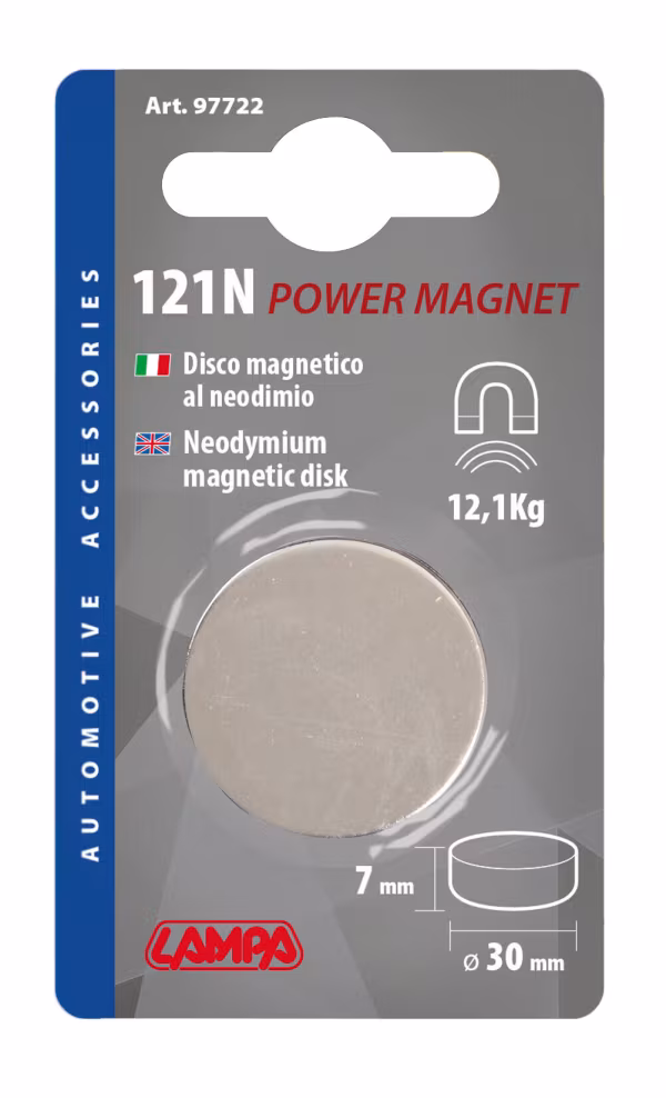 Lampa Disco magnetico al neodimio - 121N - 30x7 mm - Blister