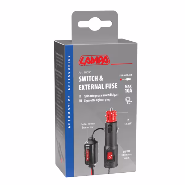Lampa Spinotto per presa accendisigari con fusibile esterno - 12/24V