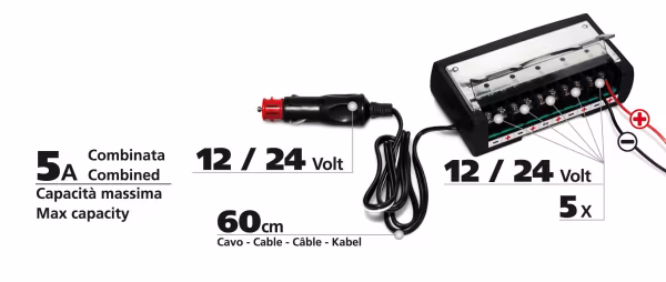 Lampa Power-5, centralina di comando, accensione a 5 uscite, 12/24V