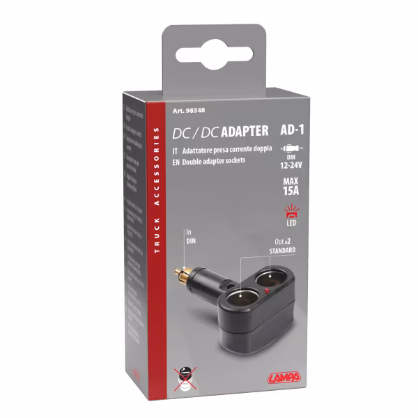 Lampa AD-1, Adattatore presa corrente doppia, 12/24V