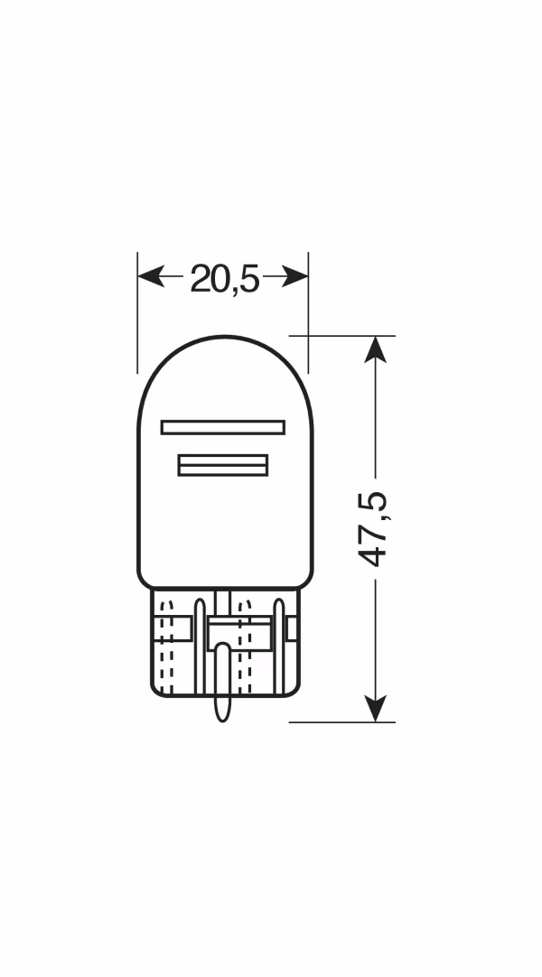 Pilot 12V Lampada con zoccolo vetro Blu-Xe 2 filamenti - (W21/5W) - 21/5W - W3x16q - 2 pz  - Scatola