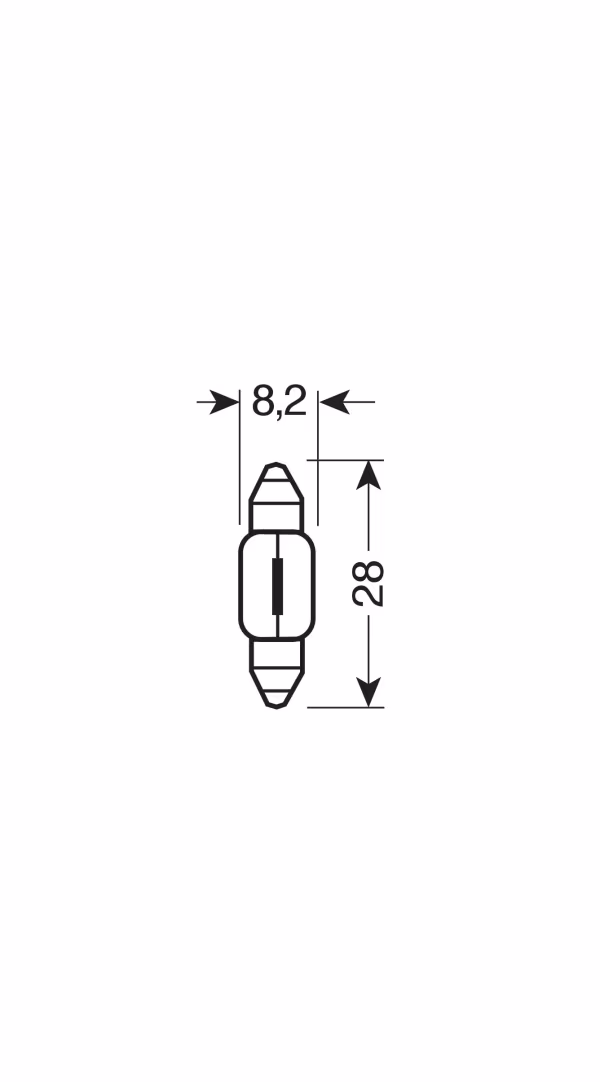 Lampa 12V Lampada siluro - 8x28 mm - 5W - SV7-8 - 2 pz  - Scatola