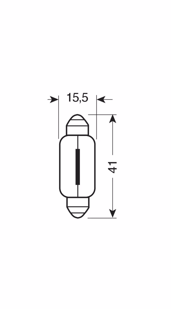 Lampa 12V Lampada siluro - 15x41 mm - 18W - SV8,5-8 - 2 pz  - Scatola