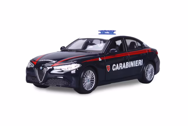 Burago Auto Carabinieri, Alfa Romeo Giulia / Stelvio, Land Rover Defender assortite, Burago, scala 1:24, scatola vetrina