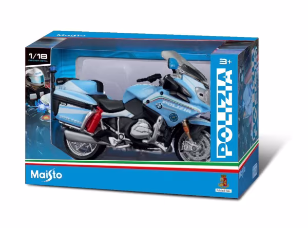 Burago Moto Polizia, Bmw R 1200 RT, Maisto, scala 1:18, scatola vetrina