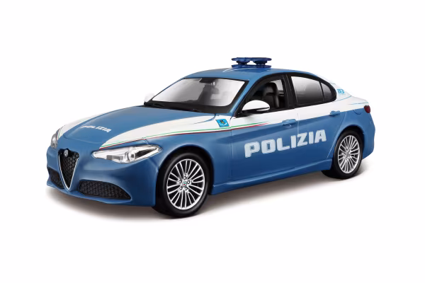 Burago Auto Polizia, Alfa Romeo Giulia / Stelvio, Land Rover Defender assortite, Burago, scala 1:24, scatola vetrina