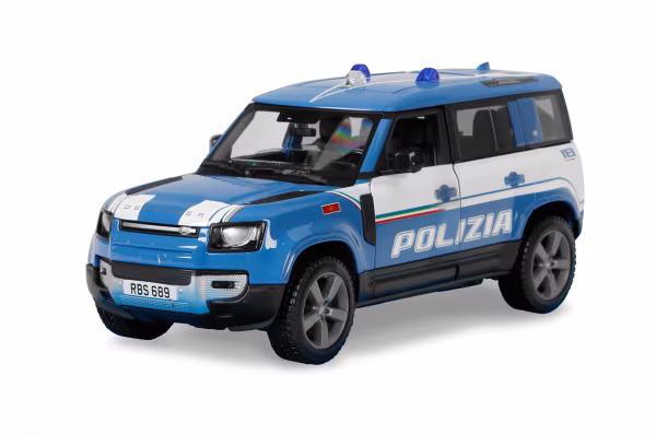 Burago Auto Polizia, Alfa Romeo Giulia / Stelvio, Land Rover Defender assortite, Burago, scala 1:24, scatola vetrina