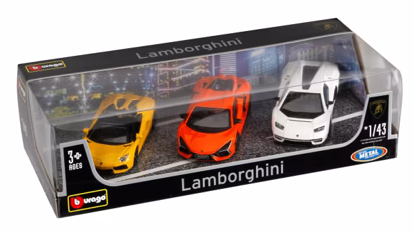 Burago Set 3 Lamborghini Urus Centenario Aventador assortite, Burago, scala 1:43