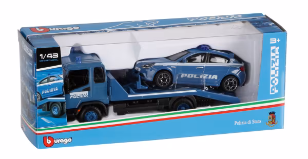 Burago Carro attrezzi Polizia con auto, Burago, scala 1:43