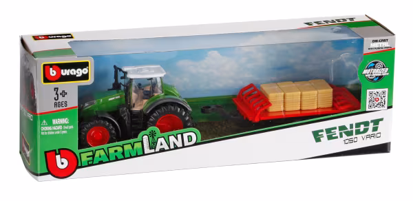 Burago Trattore agricolo con rimorchio, Burago, scala 1:43 - 1 pz assortito