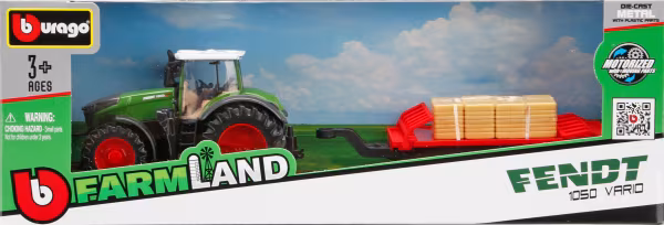 Burago Trattore agricolo con rimorchio, Burago, scala 1:43 - 1 pz assortito