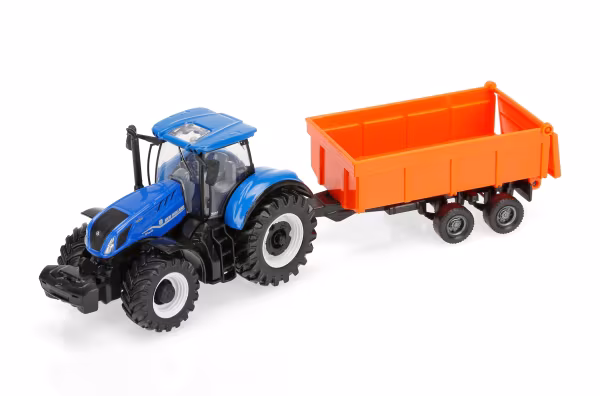 Burago Trattore agricolo con rimorchio, Burago, scala 1:43 - 1 pz assortito