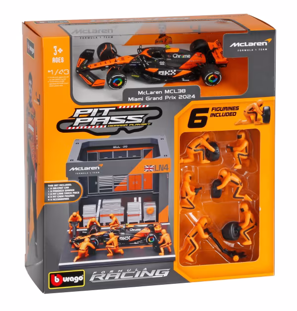 Burago Pit Stop Mclaren MCL38 Norris, Burago, scala 1:43
