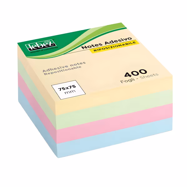 Lampa Memo stick adesivi riposizionabili, linea Pastel, cubo da 400 fogli, 75 x 75 mm