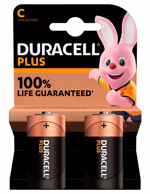 Duracell Duracell Plus 100, mezza torcia “C”, 2 pz