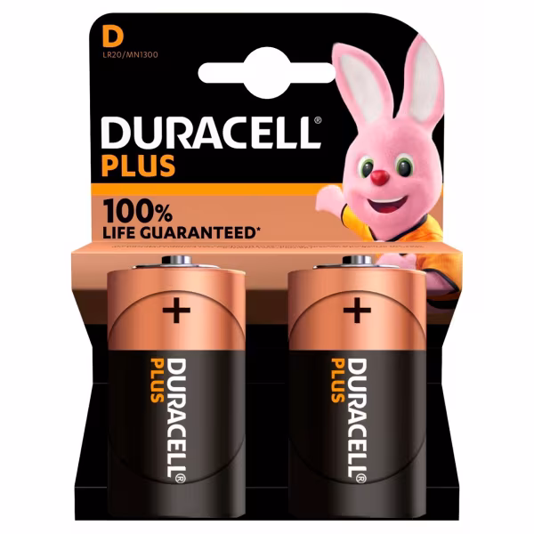 Duracell Duracell Plus 100, torcia “D”, 2 pz