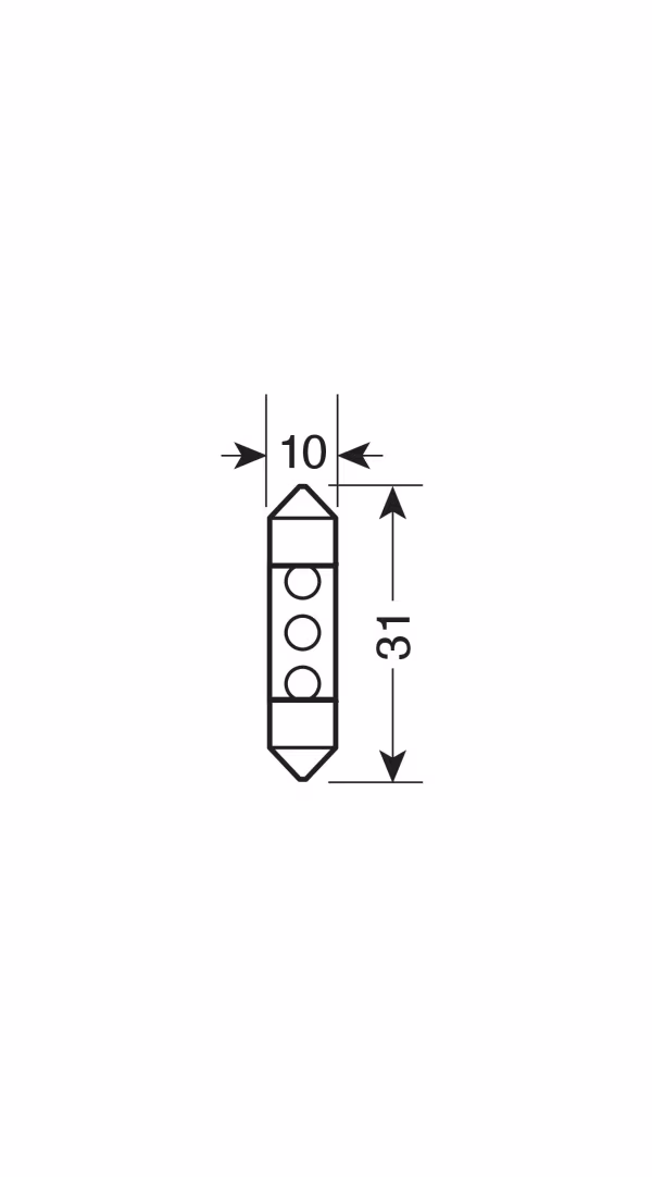 Pilot 12V Led Series - 3 Led - 10x31 mm - SV8,5-8 - 2 pz