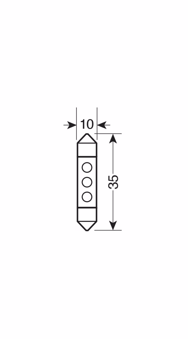 Pilot 12V Led Series - 3 Led - (C5W) - 10x35 mm - SV8,5-8 - 2 pz  - D/Blister - Blu