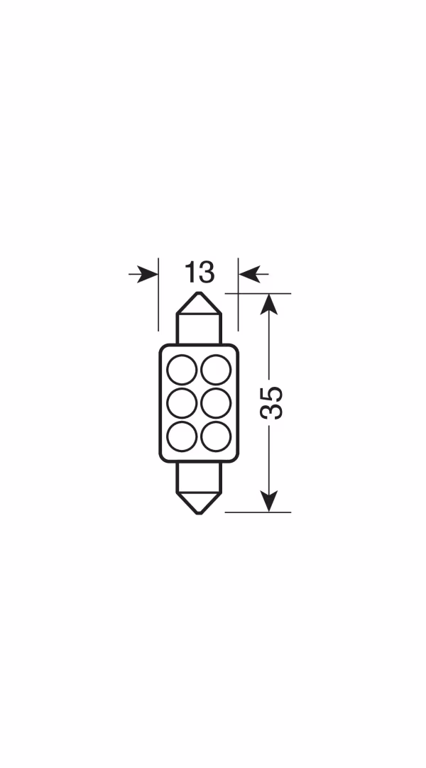 Pilot 12V Led Series - 6 Led - 13x35 mm - SV8,5-8 - 1 pz  - Scatola