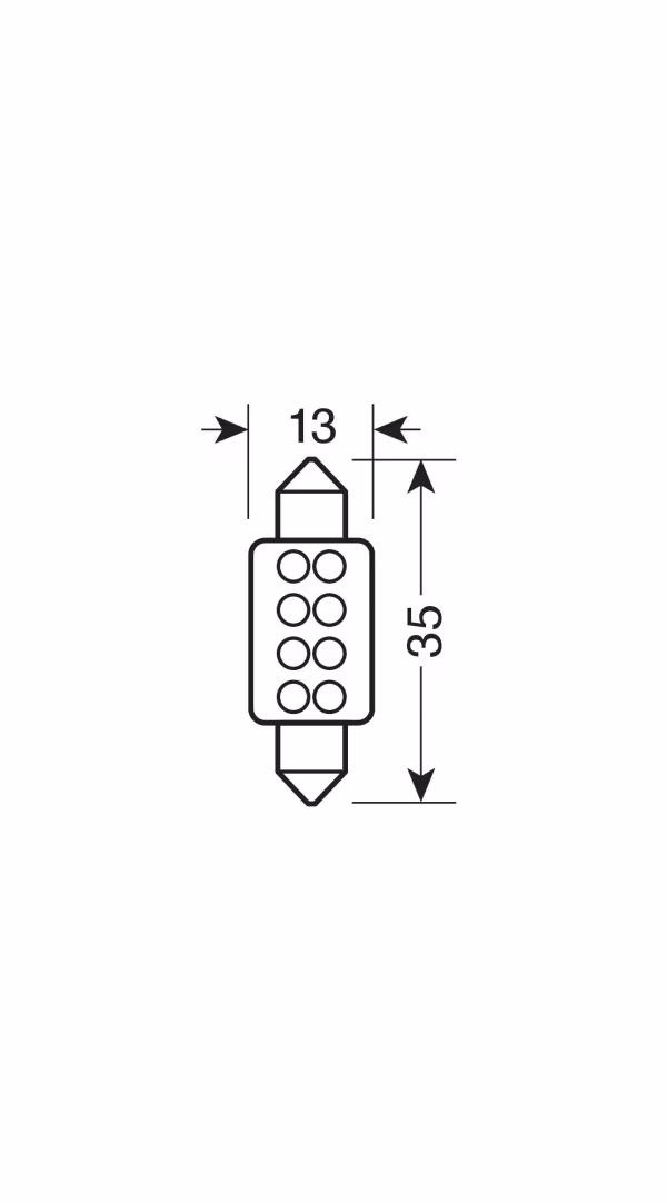 Pilot 12V Led Series - 8 Led - 13x35 mm - SV8,5-8 - 1 pz  - Scatola - Blu