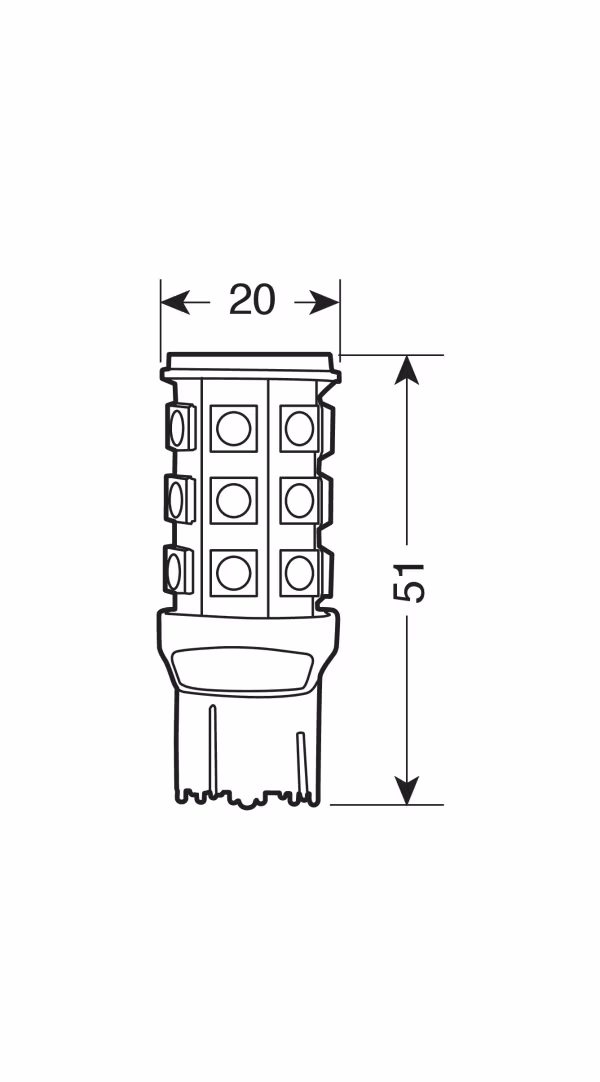 Pilot 12V Hyper-Led 81 - 27 SMD x 3 chips - (W21/5W) - W3x16q - 1 pz  - Scatola - Bianco