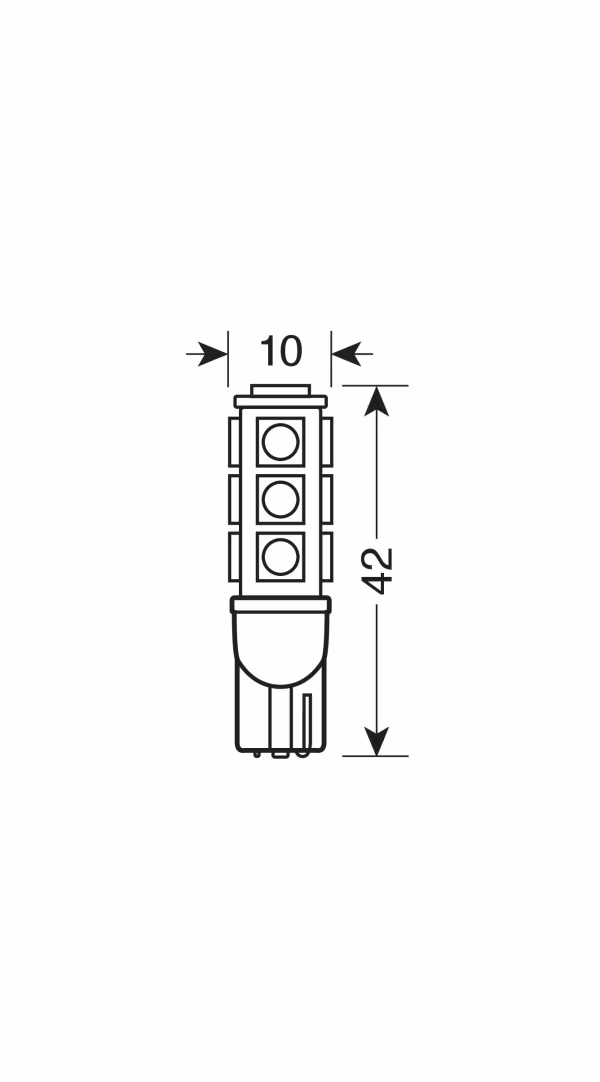 Pilot 12V Hyper-Led 39 - 13 SMD x 3 chips - (T10) - W2,1x9,5d - 2 pz  - D/Blister - Bianco - Doppia polarità