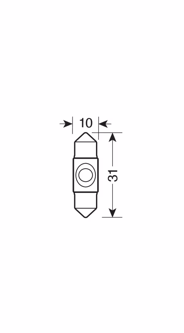 Pilot 12V Led Series - 1 SMD x 2 chips - 10x31 mm - SV8,5-8 - 1 pz  - Scatola - Bianco