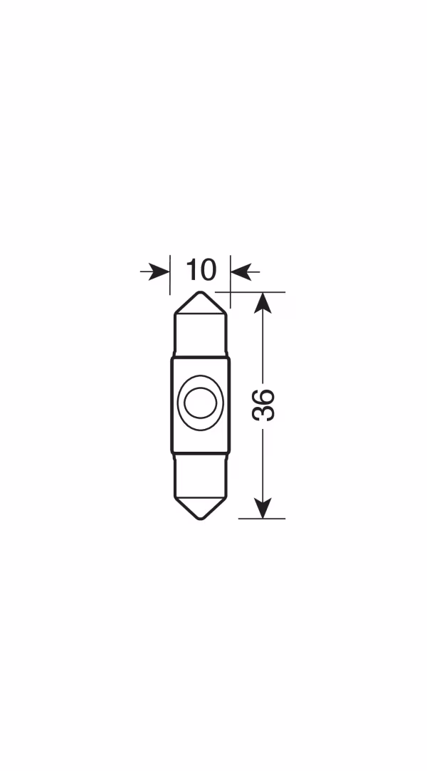 Pilot 12V Led Series - 1 SMD x 2 chips - (C5W) - 10x36 mm - SV8,5-8 - 1 pz  - Scatola - Bianco