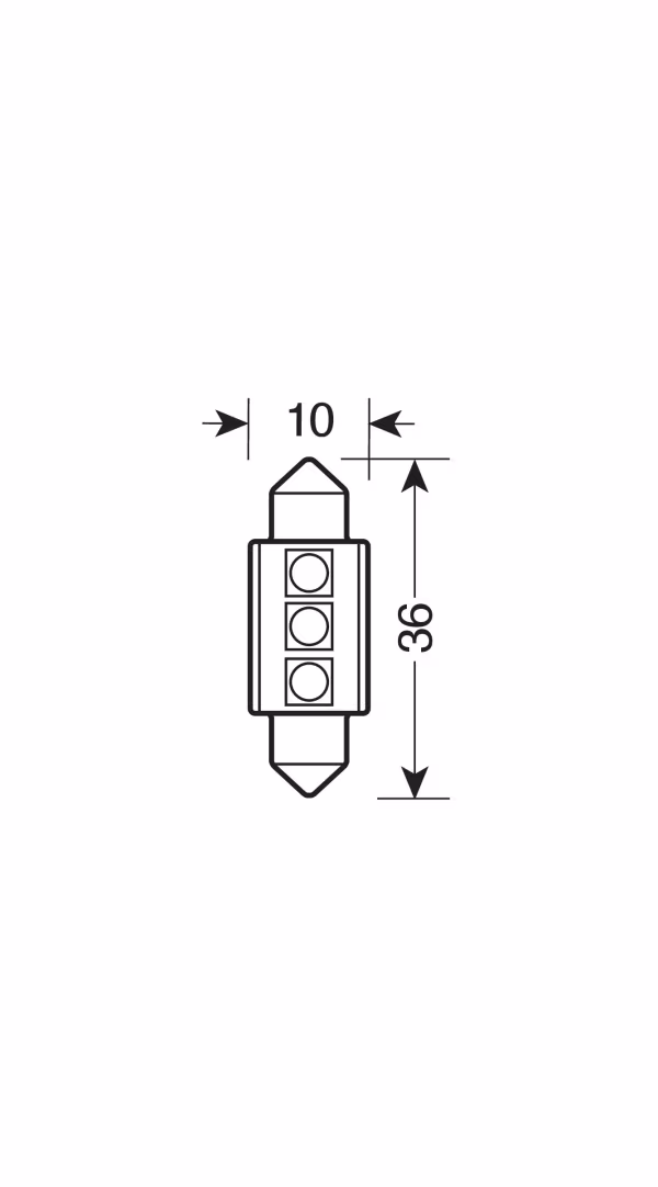 Pilot 12V Led Series - 3 SMD x 3 chips - (C5W) - 10x36 mm - SV8,5-8 - 1 pz  - Scatola - Bianco - Doppia polarità - Resistenza incorporata
