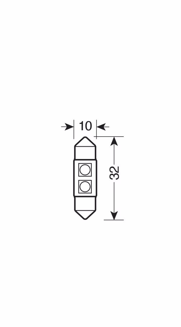 Pilot 12V Led Series - 2 SMD x 3 chips - 10x32 mm - SV8,5-8 - 1 pz  - Scatola - Bianco - Doppia polarità - Resistenza incorporata