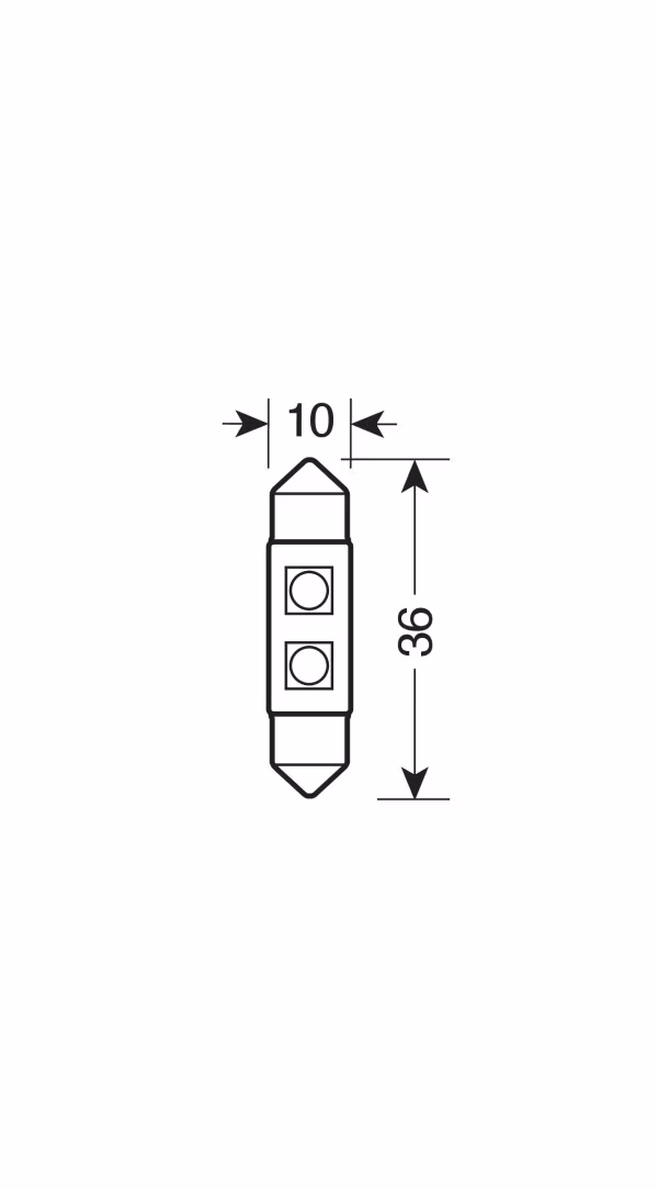 Pilot 12V Led Series - 2 SMD x 3 chips - (C5W) - 10x36 mm - SV8,5-8 - 1 pz  - Scatola - Bianco - Doppia polarità - Resistenza incorporata