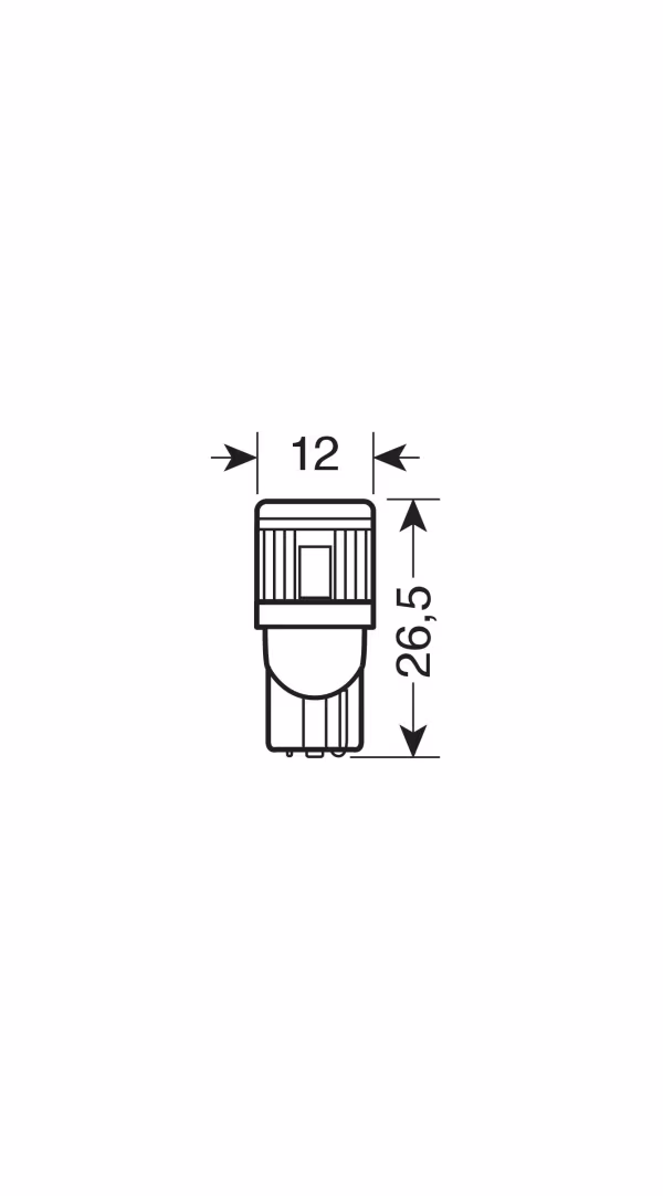 Pilot 12V Mega-Led 6 - 6 SMD x 1 chip - (T10) - W2,1x9,5d - 2 pz  - Scatola - Bianco - Doppia polarità - Resistenza incorporata