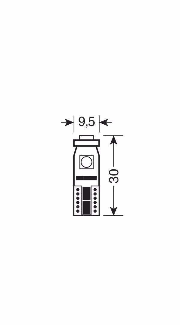 Pilot 12V Hyper-Led 9 - 3 SMD x 3 chips - (T10) - Trifocus - W2,1x9,5d - 2 pz  - Scatola - Bianco - Doppia polarità - Resistenza incorporata