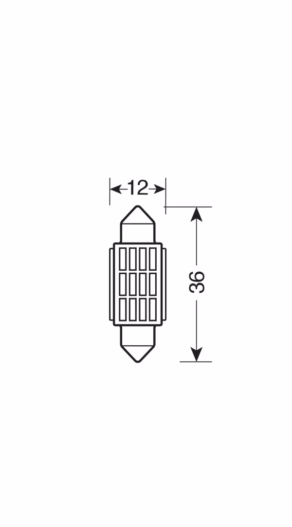 Pilot 12/24V Led Series - 12 SMD x 1 chip - (C5W) - 12x36 mm - SV8,5-8 - 1 pz  - Scatola - Bianco - Doppia polarità - Resistenza incorporata