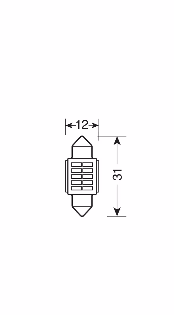 Pilot 12/24V Led Series - 10 SMD x 1 chip - 12x31 mm - SV8,5-8 - 1 pz  - Scatola - Bianco - Doppia polarità - Resistenza incorporata