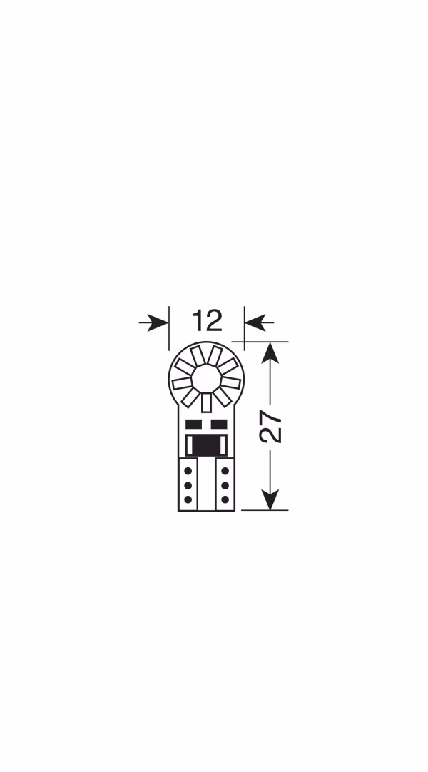 Pilot 12V Hyper-Led 18 - 18 SMD x 1 chips - (T10) - W2,1x9,5d - 2 pz  - Scatola - Bianco - Doppia polarità - Resistenza incorporata