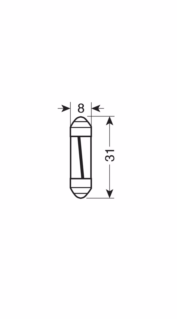 Pilot 12V Led Series - 1 SMD x 9 chips - 8x31 mm - SV8,5-8 - 1 pz  - Scatola - Bianco