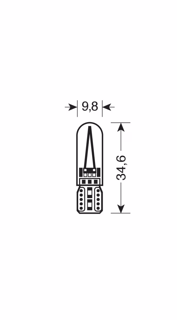 Pilot 12/24V Led series - 2 Led COB - (T10) - W2,1x9,5d - 2 pz  - Scatola - Bianco - Doppia polarità
