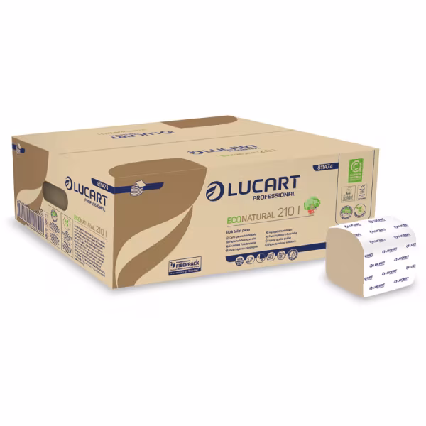 Lampa Carta igienica interfogliata - Lucart Econatural 210 I - 2 veli, Avana, 210 fogli - Conf. 40 pacchetti
