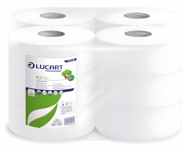 Lampa Carta igienica Lucart Eco 150 Mini Jumbo - 2 veli, 405 strappi - Conf. 12 rotoli