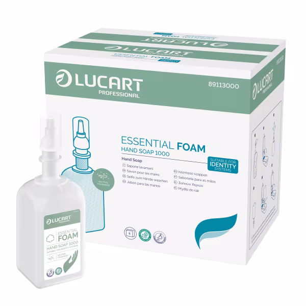 Lampa Lucart Essential Foam Hand Soap 1000, sapone in schiuma da 1 litro - Conf. da 6 ricariche