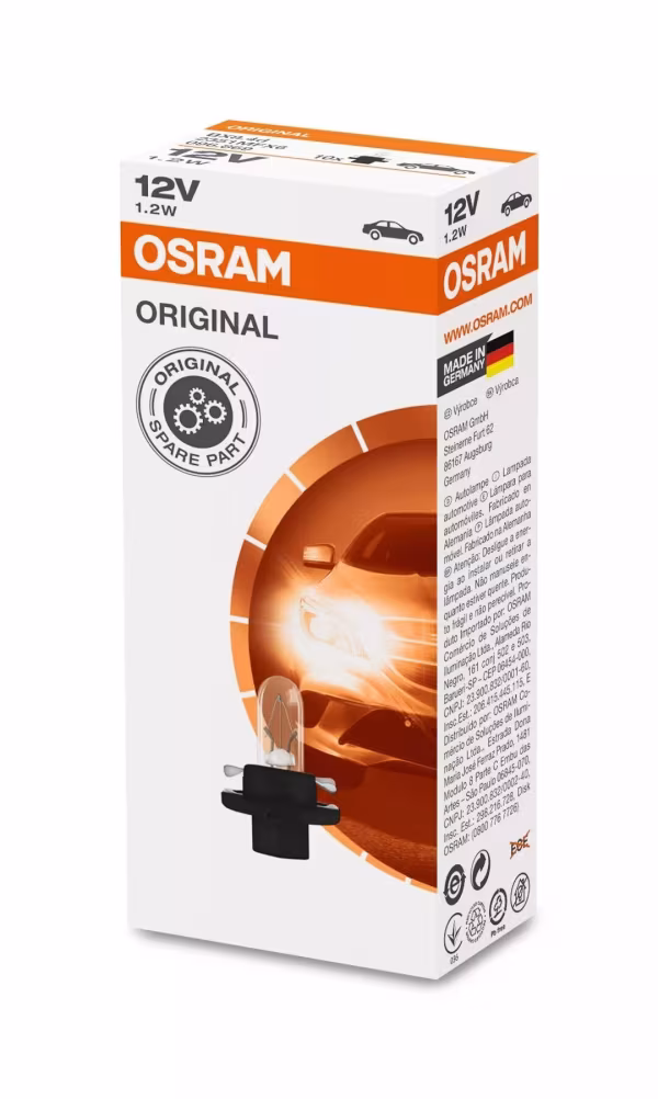 Osram 12V Original Line - 1W - BX8,4d - 1 pz  - Sfuso - Nero