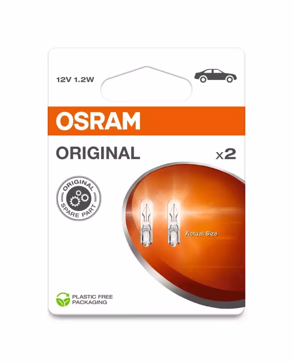 Osram 12V Original Line - 1,2W - W2x4,6d - 2 pz  - Scatola