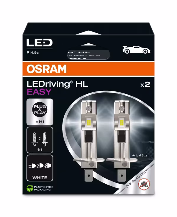 Osram 12V LEDriving HL Easy - (H1) - 9W - P14,5s - 2 pz  - Scatola