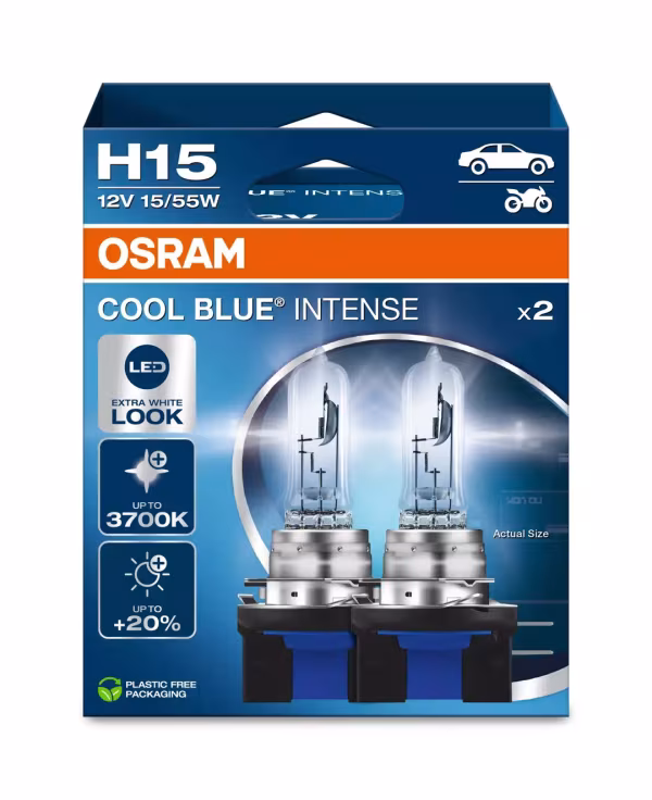 Osram 12V Cool Blue Intense (Next Gen) - H15 - 55/15W - PGJ23t-1 - 2 pz  - Scatola