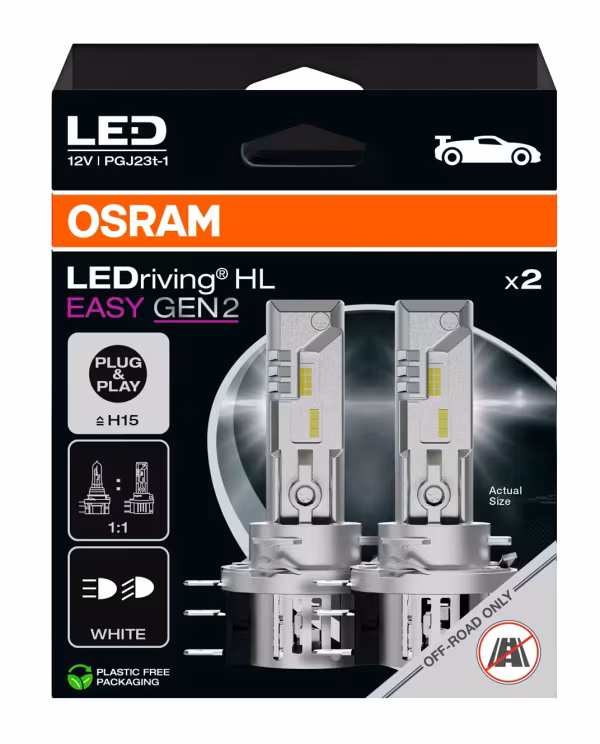 Osram 12V LEDriving HL Easy Gen2 - (H15) - 23/3W - PGJ23t-1 - 2 pz  - Scatola