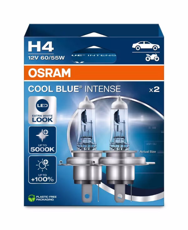 Osram 12V Cool Blue Intense (Next Gen) - H4 - 60/55W - P43t - 2 pz  - Scatola