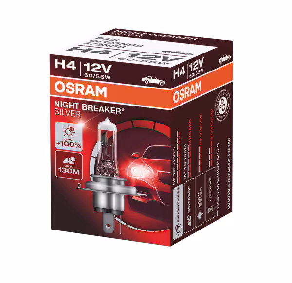 Osram 12V Night Breaker Silver - H4 - 60/55W - P43t - 1 pz  - Scatola
