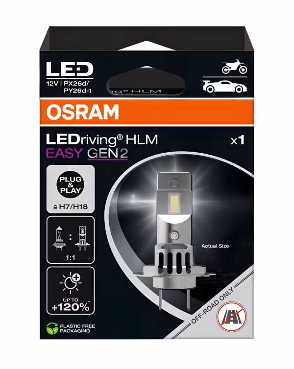 Osram 12V LEDriving HL Easy Gen2 - (H7-H18) - 16W - PX26d / PY26d-1 - 1 pz  - Scatola