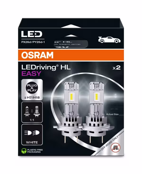 Osram 12V LEDriving HL Easy - (H7-H18) - 16,2W - PX26d / PY26d-1 - 2 pz  - Scatola
